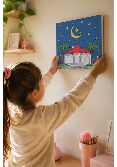 Palmiyeli Cami Şövalesiz Boya Seti 20x20