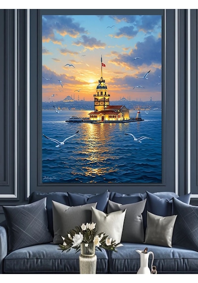 Ahşap Tablo Kız Kulesi Ve İstanbul Denizi