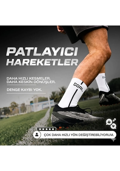 Elitse Kaydırmaz Futbol Çorabı Beyaz Bilek Destekli, Denge Ve Tutuş Sunan Spor Çorabı