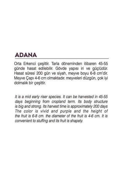 AGRodal Tarım Ata Tohumu Yöresel Doğal Topak Patlıcan Adana 100 Ad Tohum