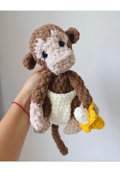 Hugo The Baby Monkey Uyku Arkadaşı Kahverengi - Pembe