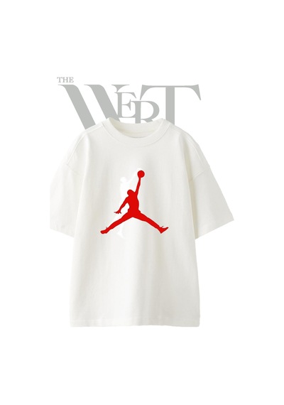 Thewert Basketbol Smac Tasarım Baskılı Ünisex Beyaz Oversize T-shirt