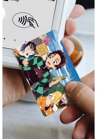 Kimetsu No Yaiba Kart Kaplama Sticker 7 Adet Demon Slayer Çok Renkli