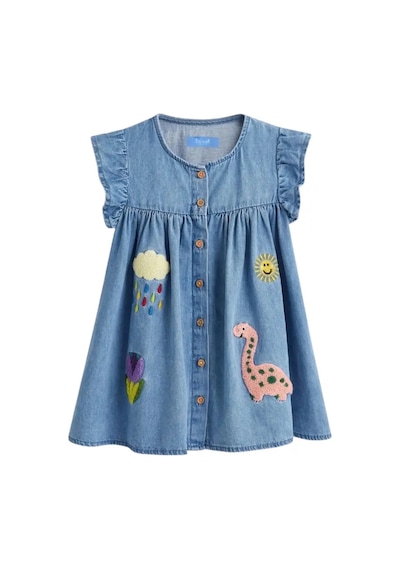 Poala Kids Animals Nakışlı Elbise Mavi