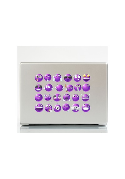 48 Adet Mor Komik Emoji Sticker Seti - Etiket Seti Scrapbook Bullet Journal