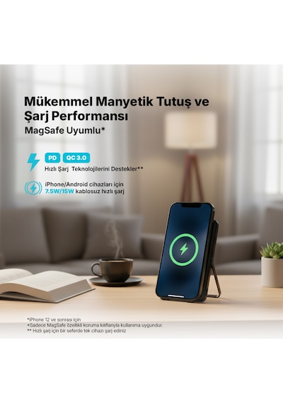 Ttec 2BB235S Recharger M 5.000 mAh Magsafe Uyumlu PD 20W Stantlı Kablosuz Taşınabilir Hızlı Şarj Aleti