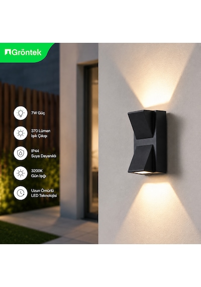 7 Watt Ip44 Suya Dayanıklı 3200k Aplik Siyah