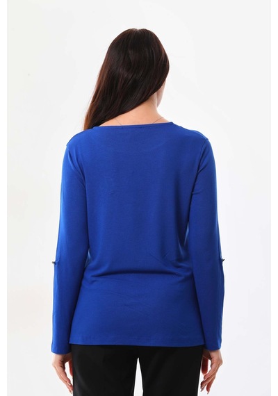Sistas Kadın Çiçek İşlemeli Yaka Detaylı Bluz 23557 Saks