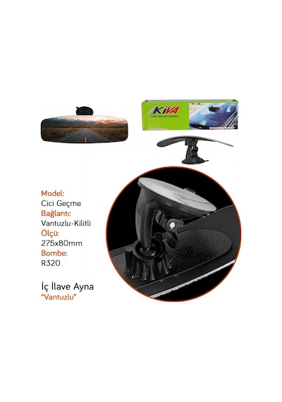 Takgör İç Dikiz Ayna Kiva Cici Geçme-2 R320 Vantuzlu Kilitli 275x80 Mm 1.506.050