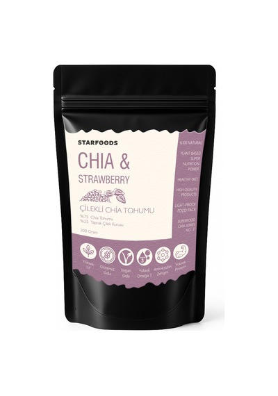 Chia Tohumu & Yaprak Çilek Paraguay Chia Tohumu Çilekli Chia Seeds & Strawberry Chia Series No: 2 200 G