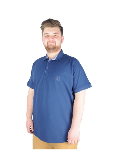 Mode Xl Battal Beden Erkek Tshirt Polo Yaka Nakışlı Klasik Pike 20553 Indigo 001