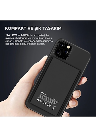 Dexim A16 5000mah Alüminyum Magsafe Pd 18w Giriş - 20w Çıkış Powerbank - Dca0064 Siyah