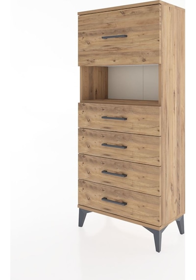 Hyperion Dolap Tek Raflı 5 Çekmeceli 60x44x134 Çam-çam Çam