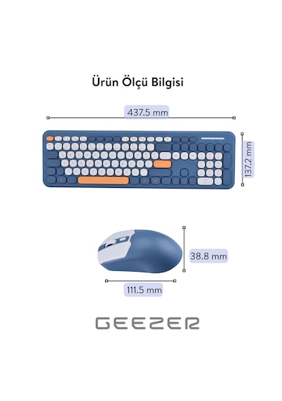Soft Touch Kablosuz Klavye Mouse Set Lacivert + Beyaz Smk-687 Diğer