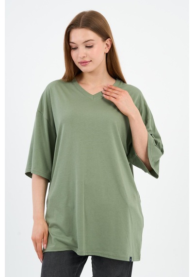 V Yaka Oversize T-shirt E24-742a-wn Mint
