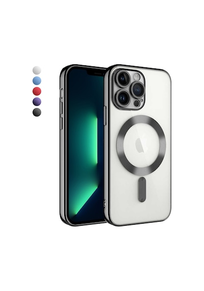 Apple Uyumlu iPhone 13 Pro Max Kılıf Magsafe Özellikli Metal Lazer Silikon Kapak
