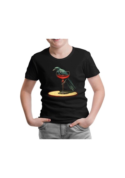 Lord Tshirt Kan Ve Karga Siyah Çocuk Tshirt 001