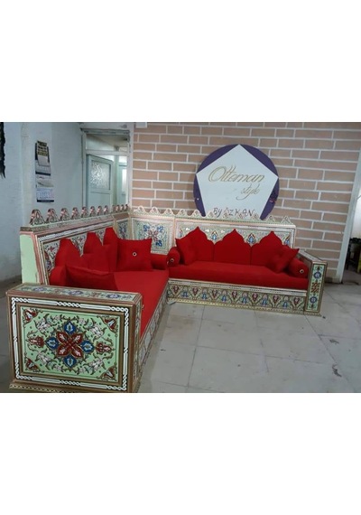 Ottoman Ahşap Sedir Şark Odası Model 7 - Renk: Renkli Ottoman Ahşap Sedir Şark Odası Model 7 - Renk: Renkli