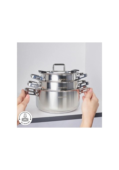 Powersteel 316+ Alberta İndüksiyon Tabanlı 6 Parça Çelik Tencere Seti, Gümüş Diğer