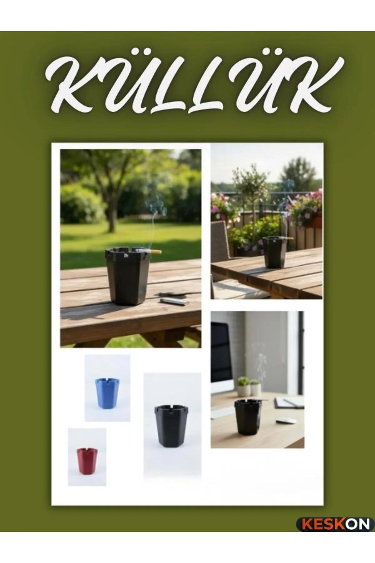Plastik Kokusuz Küllük Kültablası 1 Adet Sigara Kül Kabı