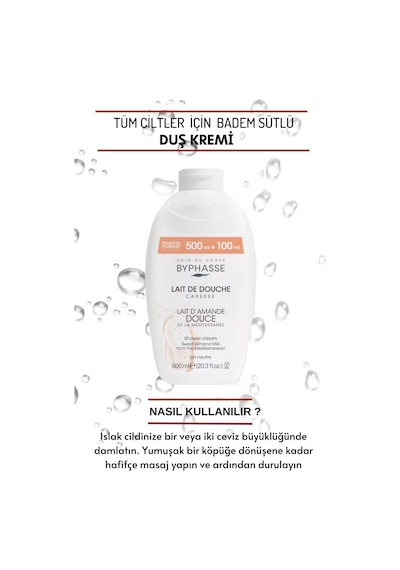 Byphasse Caresse Tatlı Badem Sütlü Kremli Duş Jeli 600 ML