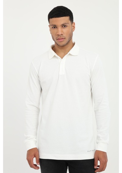 Dufy Erkek Regular Fit Polo Yaka Beyaz Sweatshirt-25478