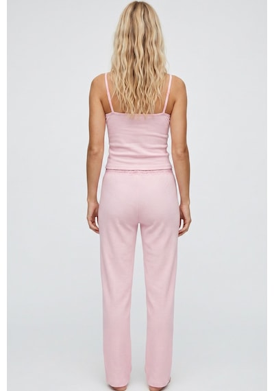 Siyah İnci Bürümcük-krınkıl İp Askılı Pijama Takım 8059 Pembe