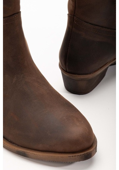 Analin Shoes Kadın Hakiki Deri Kovboy Bot Kahve