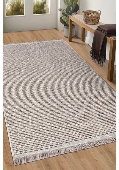 Ecolle Modern Halı Dayanıklı, Yumuşak Dokulu, Dokuma Taban, Tozumaz Bej
