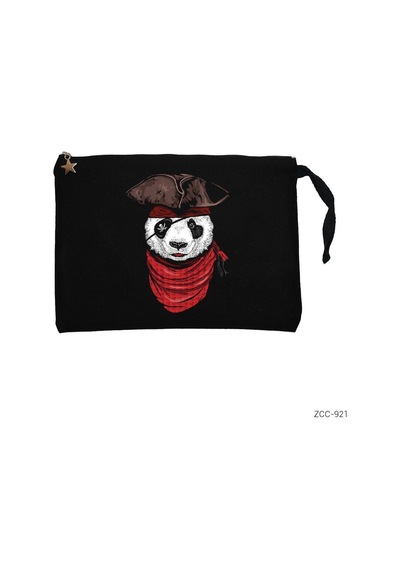 Zepplin Giyim Panda Korsan Siyah Clutch Astarlı Cüzdan / El Çantası