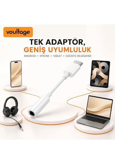 Lexroo Usb-c To 3.5mm Jak - Dijital Dönüştürücü - Tüm Cihazlarla Uyumlu - Beyaz - Kompakt Tasarım