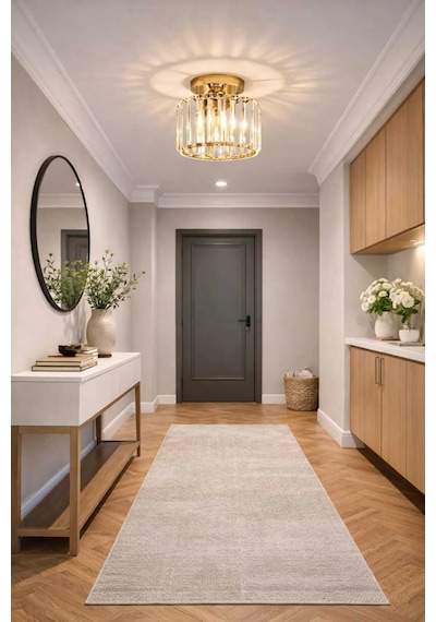 Bohem Aydınlatma Modern Kristal Tavan Plafonyer Avize Koridor Antre Uyumlu Şeffaf Kristal Cam Gold Avizeler Gold 1