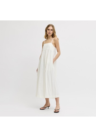 Jack & Jones Kadin Kare Yaka Kolsuz Uzun Elbise - Almira - 12287739 Blanc De Blanc