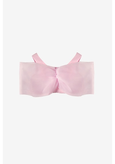 Le Mabelle Pembe Büyük Fiyonklu Kız Çocuk Crop Bluz - Edith Pembe