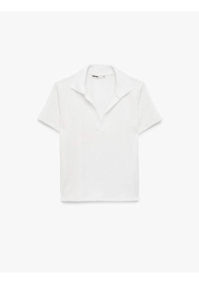 Koton Regular Fit Kısa Kollu Kesik Polo Yaka Tişört Beyaz 6sak50190ek Beyaz
