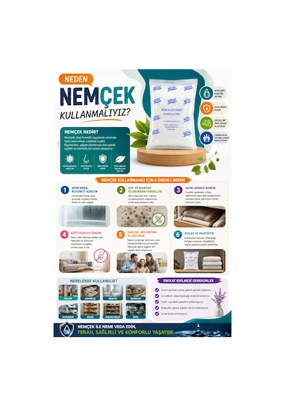 Nemçek Nem Alıcı Rutubet Giderici Küf Önleyici Koku Giderici Korozyon Önleyici 2500 Gr 10 Paket