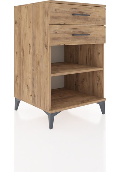 Kronos Komodin Tek Raflı 2 Çekmeceli 60x59x96 Çam-çam Atlas Çam