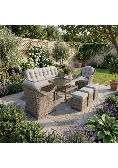 Radiance 3 Puflu Rattan Oturma Grubu Rehome