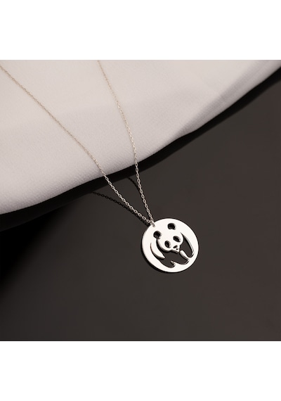 Dkmn Gümüş Panda Şekilli Unisex 925 Ayar Gümüş Kolye Gümüş Unisex Kolye