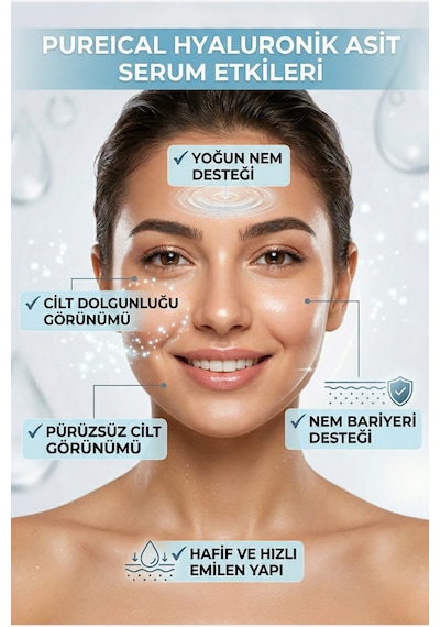 Pureical %2 Hyaluronik Asit Serum, Yoğun Nem, Cilt Dolgunlaştırıcı Ve Canlı Cilt Bakım 30 Ml