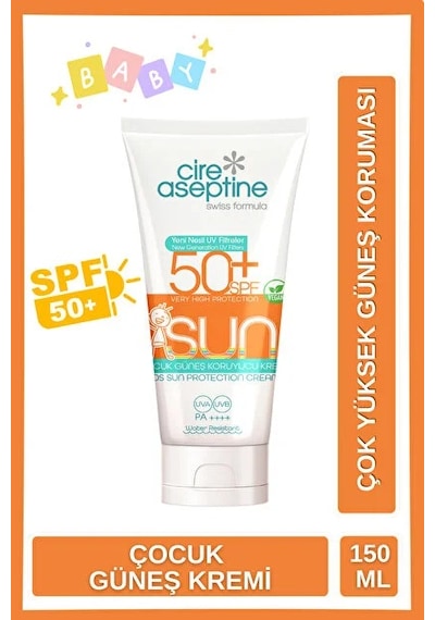 Cire Aseptine Sun Çocuk Güneş Koruyucu Kremi 50+ Spf 150 Ml