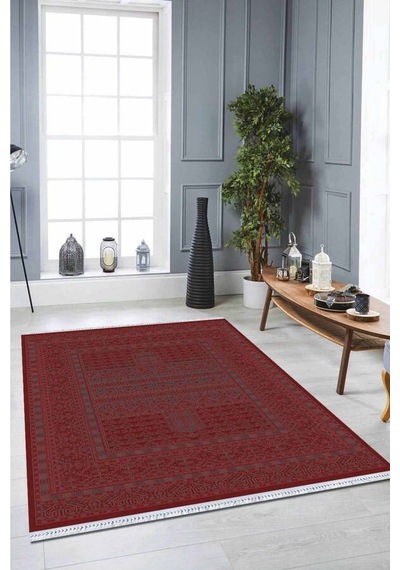 Bordo Yöresel Dokuma Pamuk Tabanlı Kaymaz Kilim Klm322n11