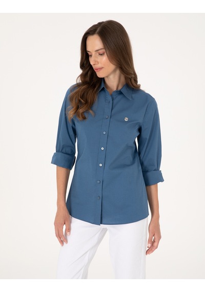Pierre Cardin Kadın Açık İndigo Gömlek Desenli 50313589-vr073 Açık İndigo