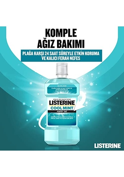 Listerine, Cool Mint, Günlük Ağız Bakım Ürünü, Hafif Tat, Sıfır , Nane Aromalı, 250ml