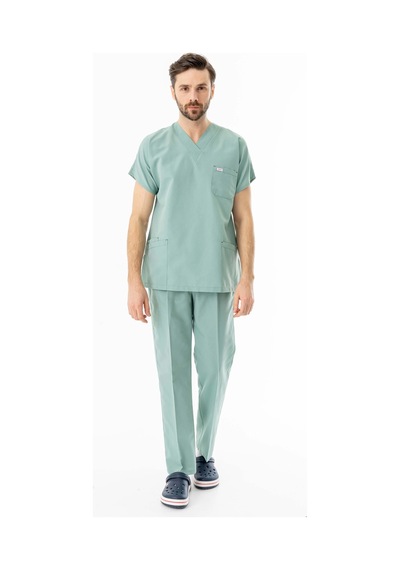 Terikoton Yarasa Kol Doktor Hemşire Forması Küf Yeşili Tyrs0004 Küf Yeşili