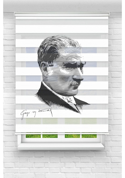 Perdecizade Enxboy Atatürk1 Dijital Baskılı Zebra Perde-cocuk Odası-stor Perde Renkli