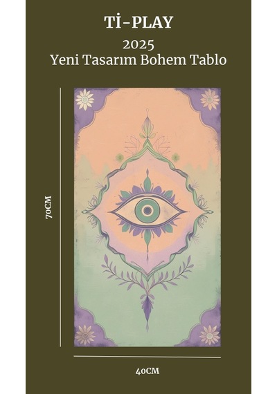 Bohem Tablo Üçüncü Göz, Manevi, Pastel Renkler, Vintage Bohem Duvar Sanatı Çerçevesiz Poster