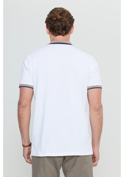 Altınyıldız Collectıon Erkek Beyaz %100 Pamuk Slim Fit Dar Kesim Polo Yaka Tişört