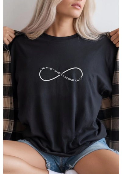 Freedom Store Unisex Oversize 24/1 Penye Dtf Baskılı Tişört - Dtf290 Siyah