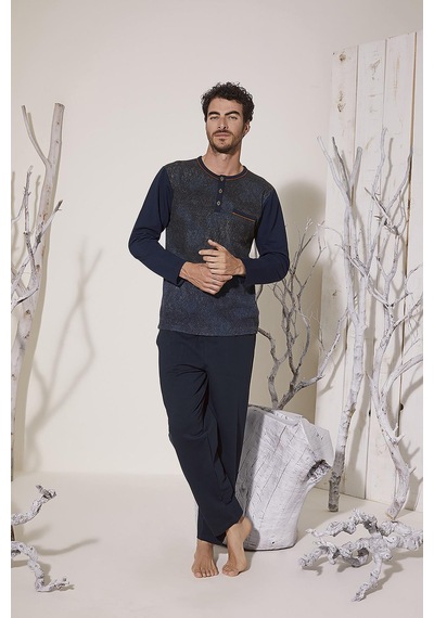 Kly 8026 Erkek Yaka Reçme Pijama Takım 001